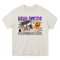Cream Dead Inside Caffeinated Heavy Core Tee - CowhideDigitalArt