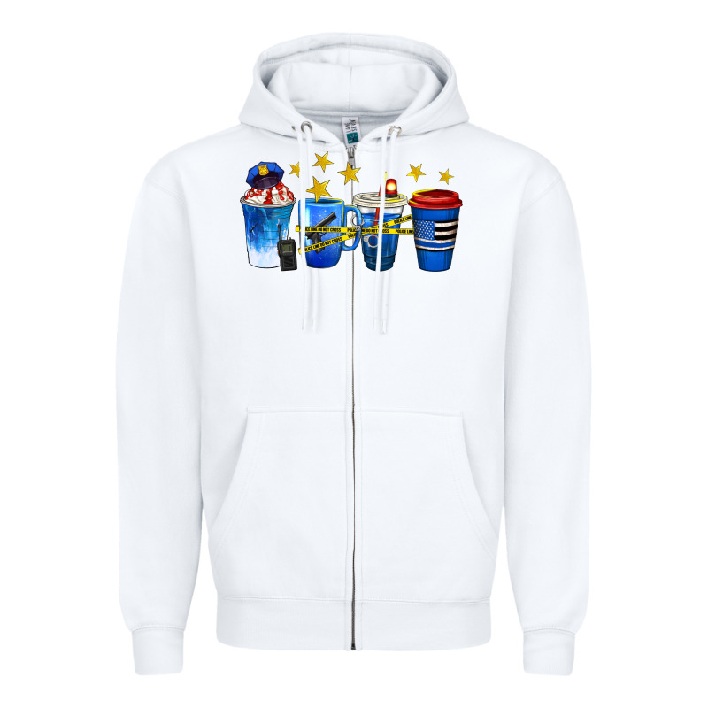 Police Coffee Cups Zipper Hoodie by texasbilliewilder | Teevron