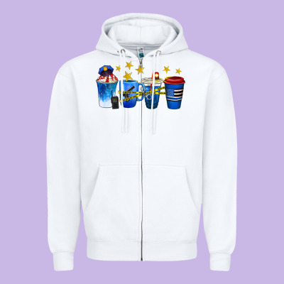 Police Coffee Cups Zipper Hoodie Designed By Texasbilliewilder