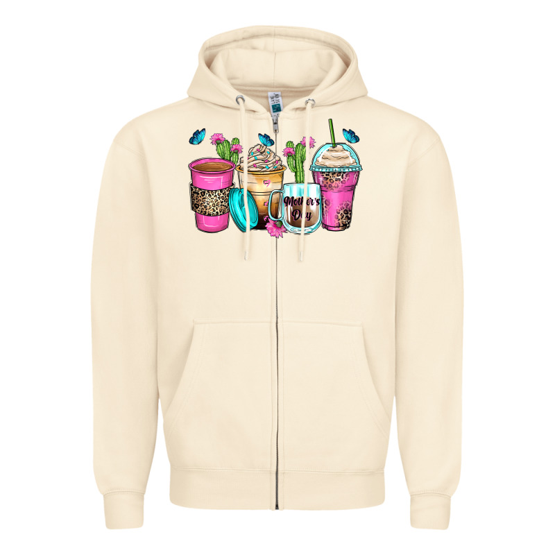 Mother's Day Coffee Cups Zipper Hoodie by Zillion Design Studio | Teevron