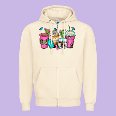 Mother's Day Coffee Cups Zipper Hoodie Designed By Zillion Design Studio