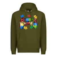 Army Green autism awareness video game controller Premium Hoodie - MaliasSmallBusiness