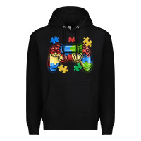 Black autism awareness video game controller Premium Hoodie - MaliasSmallBusiness