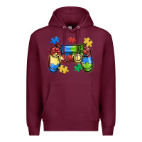 Burgundy autism awareness video game controller Premium Hoodie - MaliasSmallBusiness