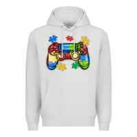 Dove Grey autism awareness video game controller Premium Hoodie - MaliasSmallBusiness
