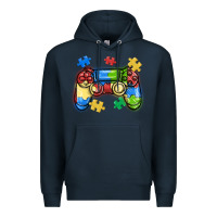 Navy autism awareness video game controller Premium Hoodie - MaliasSmallBusiness