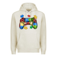 Oatmeal Heather autism awareness video game controller Premium Hoodie - MaliasSmallBusiness