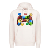 Pale Pink autism awareness video game controller Premium Hoodie - MaliasSmallBusiness