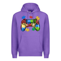 Purple autism awareness video game controller Premium Hoodie - MaliasSmallBusiness
