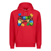 Red autism awareness video game controller Premium Hoodie - MaliasSmallBusiness