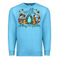 Ocean Blue with god all things are possible matthew 19 26 Premium Sweatshirt - JahusDesignShop