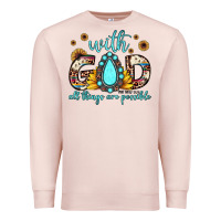 Pale Pink with god all things are possible matthew 19 26 Premium Sweatshirt - JahusDesignShop