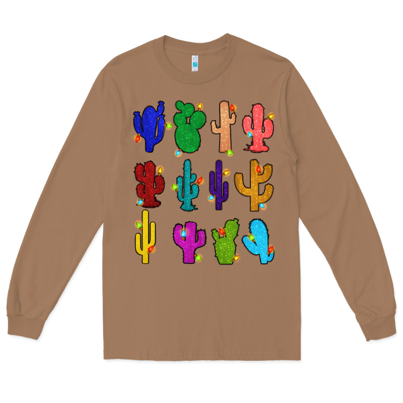 Christmas Glitter Cactus Long Sleeve Tee by Zillion Design Studio | Teevron