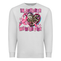 Dove Grey western leopard  in october we wear pink heart Premium Sweatshirt - AdoDesignShop