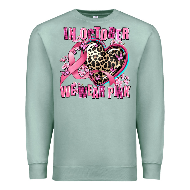 Western Leopard  In October We Wear Pink Heart Premium Sweatshirt by AdoDesignShop | Teevron