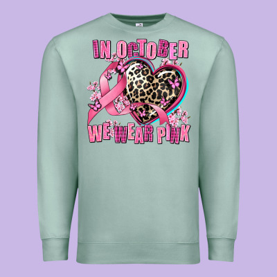 Western Leopard  In October We Wear Pink Heart Premium Sweatshirt Designed By Adodesignshop