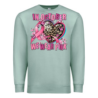 Seafoam western leopard  in october we wear pink heart Premium Sweatshirt - AdoDesignShop