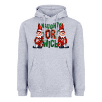 Heather Grey Naughty or nice christmas elfs Heavyweight Hoodie - FaDigitalArtStudio