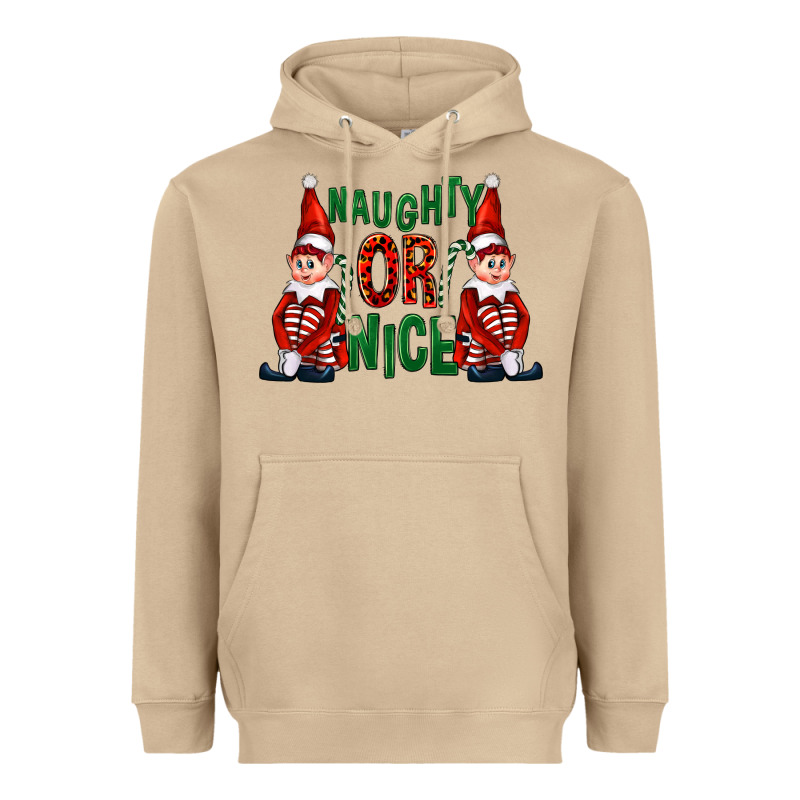 Naughty Or Nice Christmas Elfs Heavyweight Hoodie by FaDigitalArtStudio | Teevron