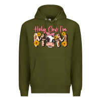 Army Green holy cow i'm mom Premium Hoodie - MaliasSmallBusiness