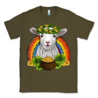 Army Green st patricks day baby sheep shamrocks gold rainbow Classic Tee - RanaPortraitStore