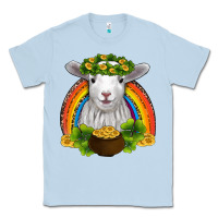 Dusty Blue st patricks day baby sheep shamrocks gold rainbow Classic Tee - RanaPortraitStore