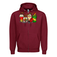 Burgundy juneteenth coffee cups Zipper Hoodie - Zillion Design Studio