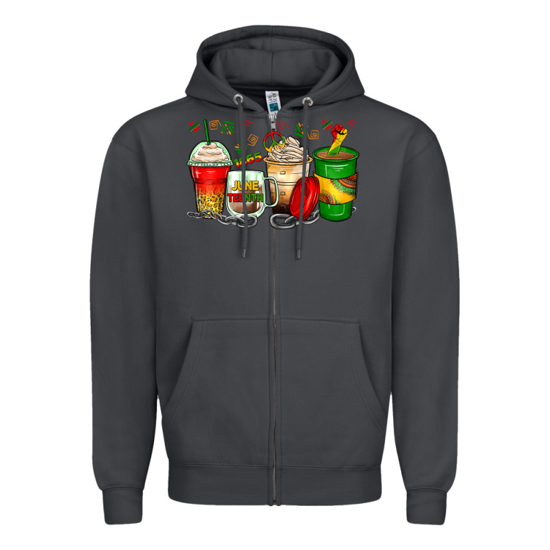 Juneteenth Coffee Cups Zipper Hoodie by Zillion Design Studio | Teevron