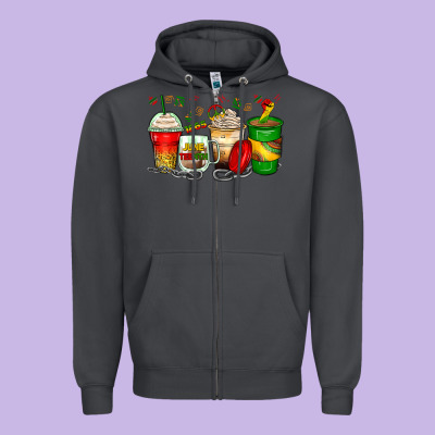 Juneteenth Coffee Cups Zipper Hoodie Designed By Zillion Design Studio