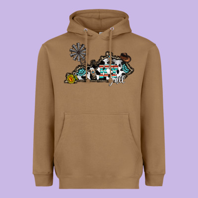 Ky Yall Western Heavyweight Hoodie Designed By Cowhidedigitalart