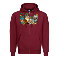 Burgundy indian headdress coffee cups Zipper Hoodie - Zillion Design Studio
