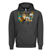 Charcoal Heather indian headdress coffee cups Zipper Hoodie - Zillion Design Studio