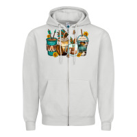 Dove Grey indian headdress coffee cups Zipper Hoodie - Zillion Design Studio