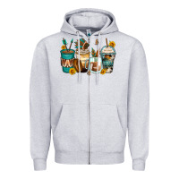 Heather Grey indian headdress coffee cups Zipper Hoodie - Zillion Design Studio