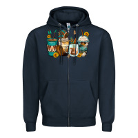 Navy indian headdress coffee cups Zipper Hoodie - Zillion Design Studio