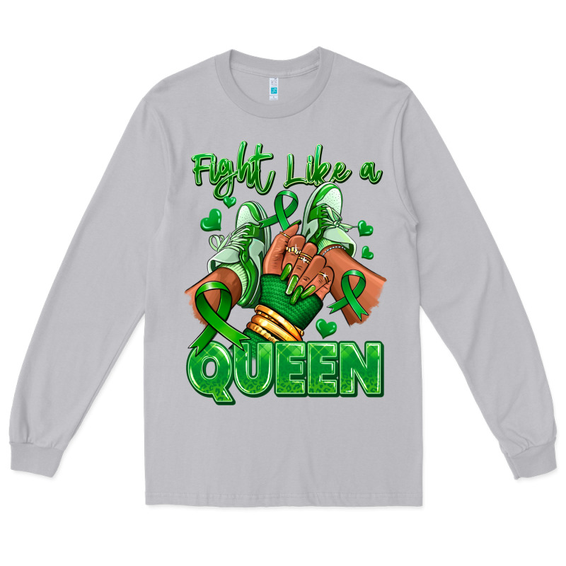 Green Ribbon Liver Cancer Afro Girl Sneakers Long Sleeve Tee by RanaPortraitStore | Teevron