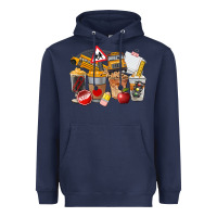 Navy School Bus Coffee Cups Heavyweight Hoodie - FaDigitalArtStudio