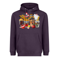 Plum School Bus Coffee Cups Heavyweight Hoodie - FaDigitalArtStudio