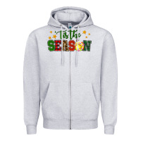Heather Grey 'tis the season softball christmas Zipper Hoodie - RanaPortraitStore