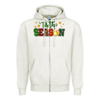 Oatmeal Heather 'tis the season softball christmas Zipper Hoodie - RanaPortraitStore