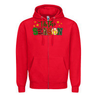 Red 'tis the season softball christmas Zipper Hoodie - RanaPortraitStore