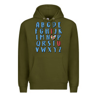 Army Green alphabet autism awareness Premium Hoodie - MaliasSmallBusiness