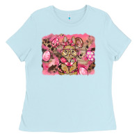 Baby Blue pink camouflage bunny background Ladies Tee - BarkalooDesign