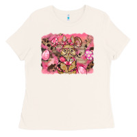 Bone pink camouflage bunny background Ladies Tee - BarkalooDesign