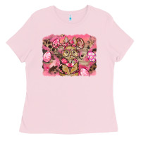 Bubblegum Pink pink camouflage bunny background Ladies Tee - BarkalooDesign