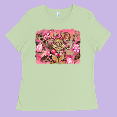 Pink Camouflage Bunny Background Ladies Tee Designed By Barkaloodesign