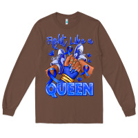 Chestnut fight like a queen navy blue colon cancer afro gir Long Sleeve Tee - RanaPortraitStore