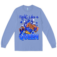 Colony Blue fight like a queen navy blue colon cancer afro gir Long Sleeve Tee - RanaPortraitStore