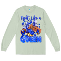 Matcha fight like a queen navy blue colon cancer afro gir Long Sleeve Tee - RanaPortraitStore