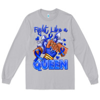 Moon Dust fight like a queen navy blue colon cancer afro gir Long Sleeve Tee - RanaPortraitStore
